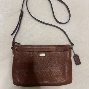 COACH MADISON BROWN LEATHER EAST WEST SWINGPACK BAG